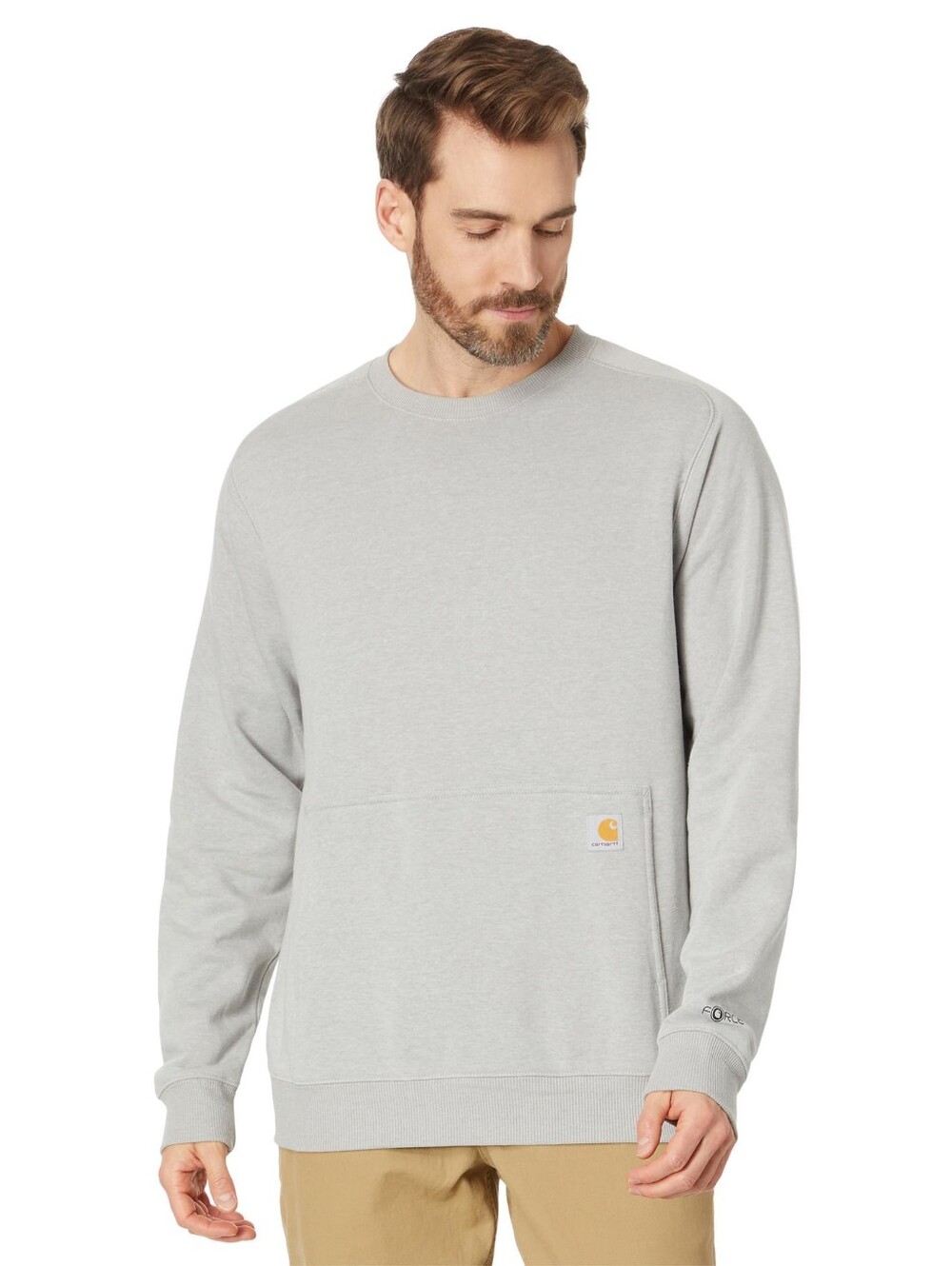 Carhartt Force Men's Crewneck Sweatshirt - Heather Gray - Front Pocket SZ 3XL